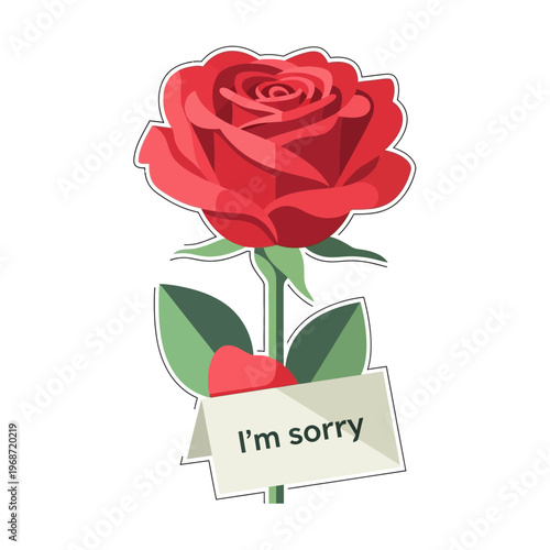 Red Rose with I'm Sorry Card - Apology Flower Symbol