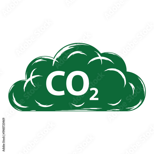 Green cloud with c o2 text carbon dioxide white text