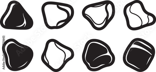 Variety of black rubber o-rings in different sizes and shapes Vector