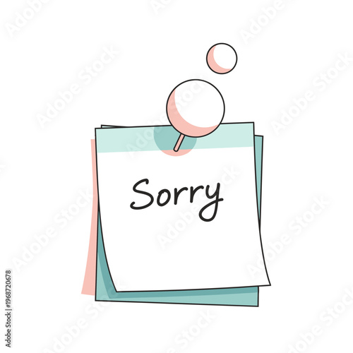 Sorry Note Sticky Paper with Pins and Bubbles