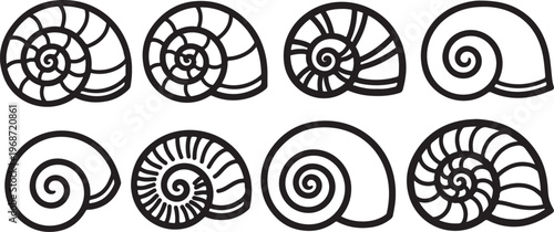 Black and white line art of various ornamental circular designs and patterns Vector