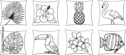 Pencil sketches of various objects and scenes in a minimalist style Vector