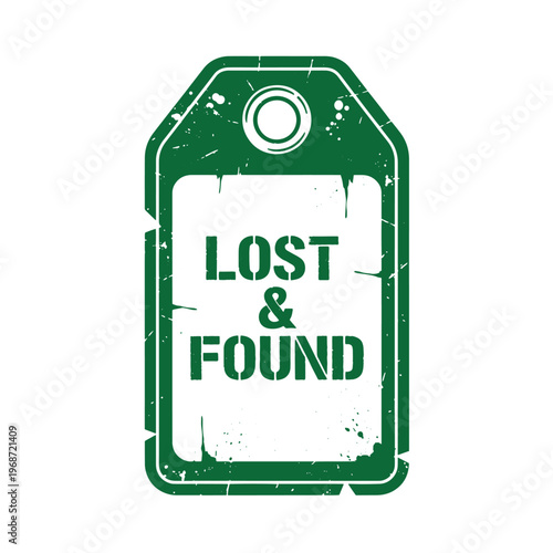 Green lost and found tag green tag distressed label sticker vintage style