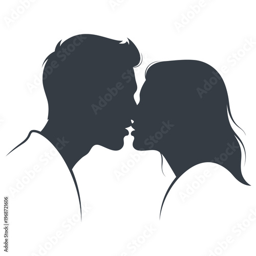 A romantic couple sharing a tender kiss in a loving moment