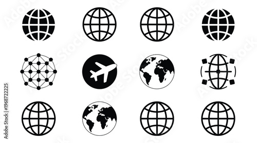 Globe Icons Vector Set for World, Travel and Global Communication