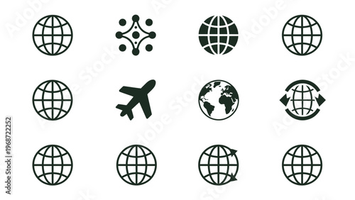 Globe Icons Vector Collection for International Business and Network Concept