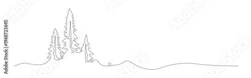 continues line drawing of pine trees in a forest ideal for nature themed designs