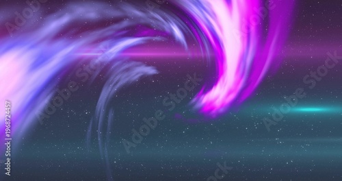 Glowing magenta-violet auroral ribbon stretching across night sky, showing teal glow and stars