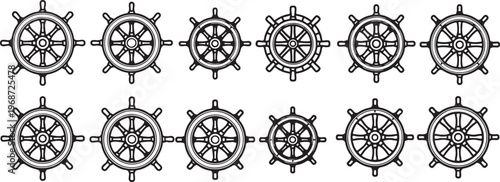 Detailed technical drawings of various gear mechanisms and components Vector