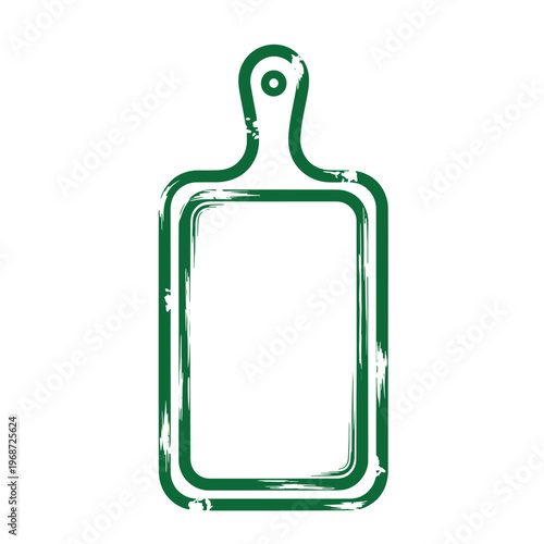 Green cutting board outline with handle kitchen cooking utensil
