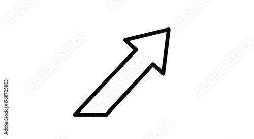 Simple black outline of an arrow icon pointing diagonally towards the upper right corner on a plain white background for navigation.