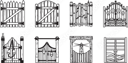 Architectural sketches of gothic style windows and structural elements Vector