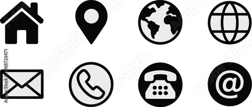 Contact Information Icon Set - Professional Vector Communication Symbols