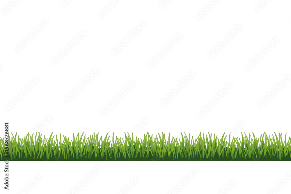 Naklejka premium Green grass border element creating a natural lawn or garden edge on transparent background