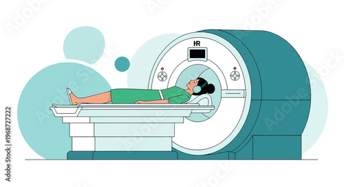 Patient undergoing MRI scan in modern medical imaging center, diagnostic technology