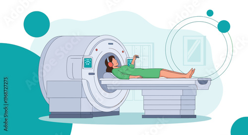 Patient undergoing MRI scan in modern medical imaging center