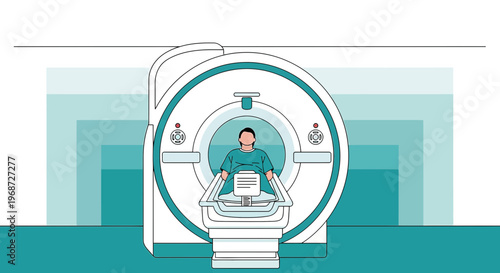 Patient undergoing MRI scan in modern medical imaging center