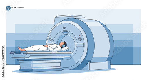 Patient undergoing MRI scan in modern medical imaging center, diagnostic health checkup