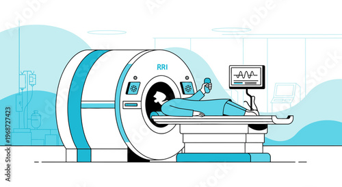 Patient undergoing MRI scan in modern medical imaging center, advanced technology