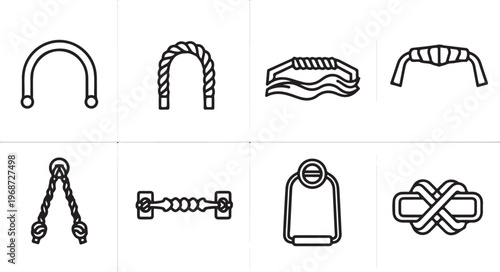 Common types of knots and splicing techniques illustrated Vector