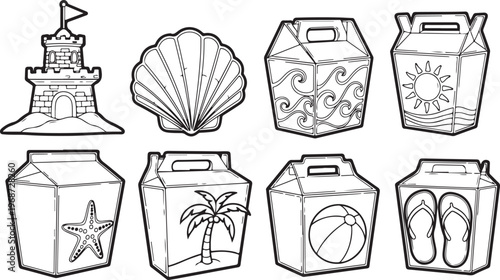 Assorted ceramic vessels with unique patterns and designs Vector