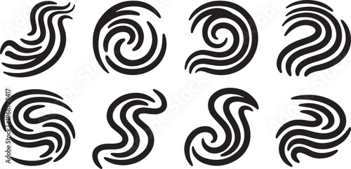 Intricate black and white swirl patterns in a seamless design Vector