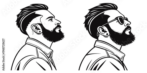 Large collection of men’s beard and mustache silhouettes in black vector style, ideal for barbershop logos, avatars, grooming guides, and design elements. vector 