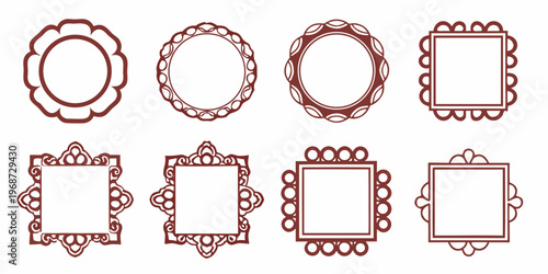 Collection of ornate reddish brown frames in varying decorative styles