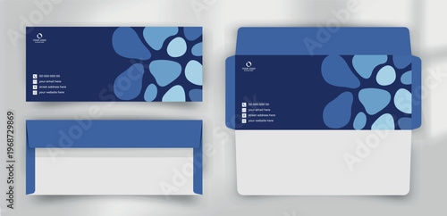 Modern Blue Floral Petal Pattern Business Envelope Template
