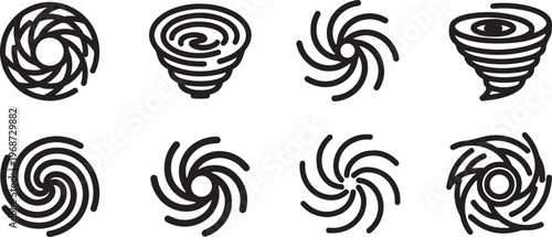 Hand-drawn illustrations of swirls, curls, and spirals in black ink Vector