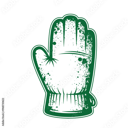 Green baseball glove with distressed texture and splatter effect sport equipment hand