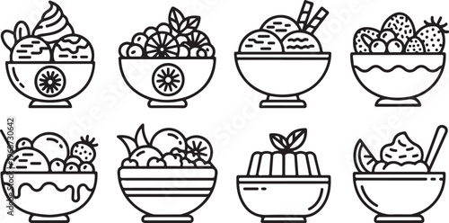 Collection of eight stylized teapot and kettle illustrations Vector