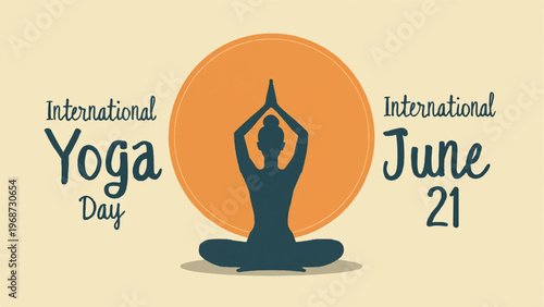 International Yoga Day, yoga icon, meditation symbol, June 21 vector graphic