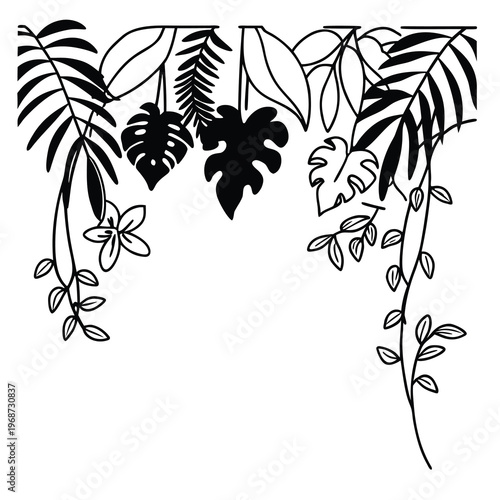 vibrant jungle plants composition with flat lay