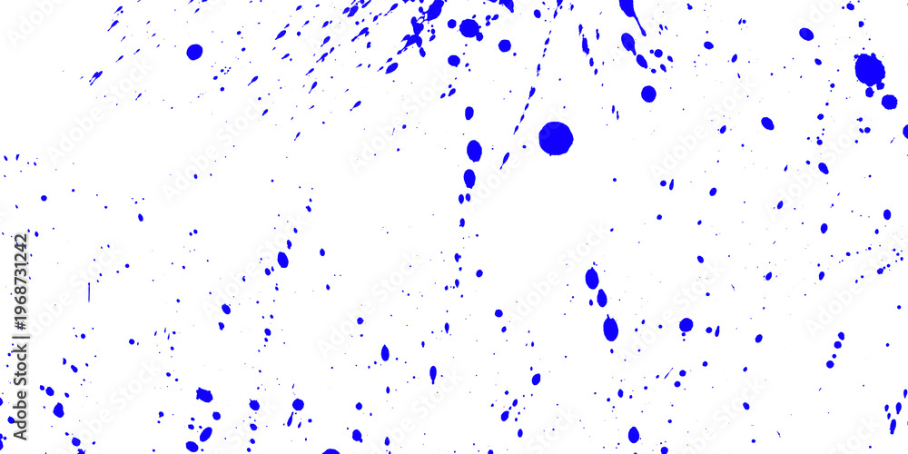 Fototapeta premium Blue paint splatters on a transparent background with various sized droplets