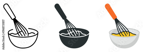 whisk mixing bowl vector icon