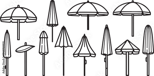 Variations of umbrella designs from classic to modern and innovative Vector