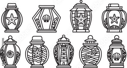 Vintage coat of arms and emblems with intricate heraldic designs Vector