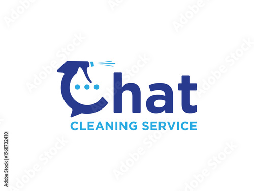 Chat Cleaning Service Logo Professional and Modern Design.