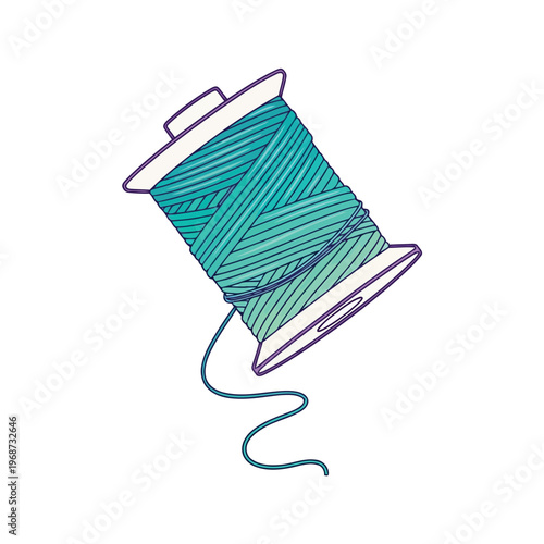 Vector illustration of a spool of green thread for sewing and embroidery vector