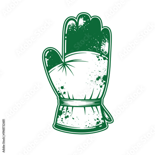 Green oven mitt with splatter texture and stitched detail glove kitchenware cooking baking