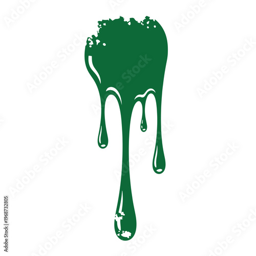 Green paint dripping down liquid splatter