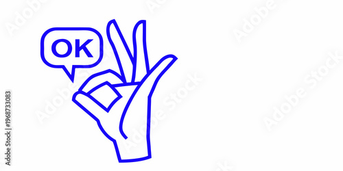 A hand displaying the ok gesture with a speech bubble