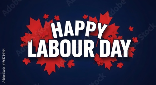 Happy labour day celebration a canadian holiday with maple leaf design