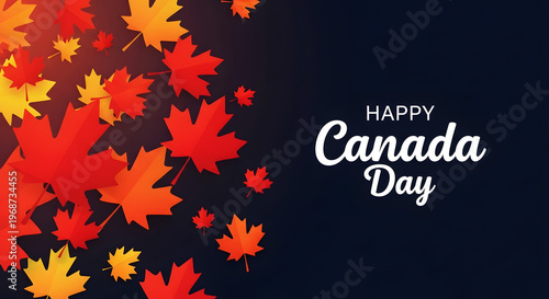Happy canada day vibrant maple leaves celebrate canadian national day