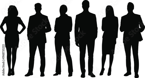 WebBusiness professionals silhouettes teamwork diversity corporate group standing together unity