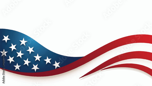 American flag wave, patriotic symbol, red white blue colors, vector illustration