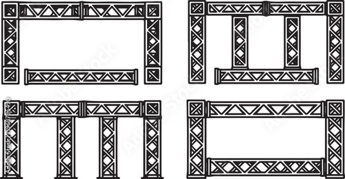 Four different window designs featuring diamond patterns and varying pane arrangements Vector