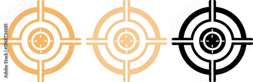 Abstract crosshair target logo, minimalist precision aim symbol for business strategy and goal setting, black vector icon isolated on white.