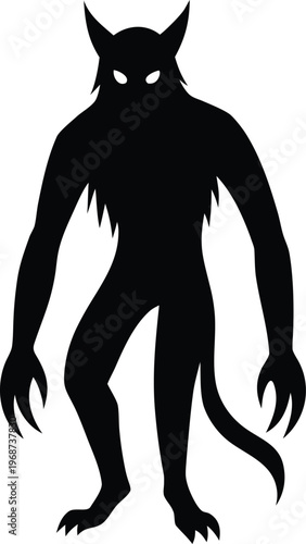 Skinwalker Flat Icon Style silhouette vector art Illustration